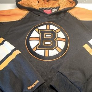 REEBOK Face Off Boston Bruins embroidered full zip hoodie sweatshirt LARGE  y2k